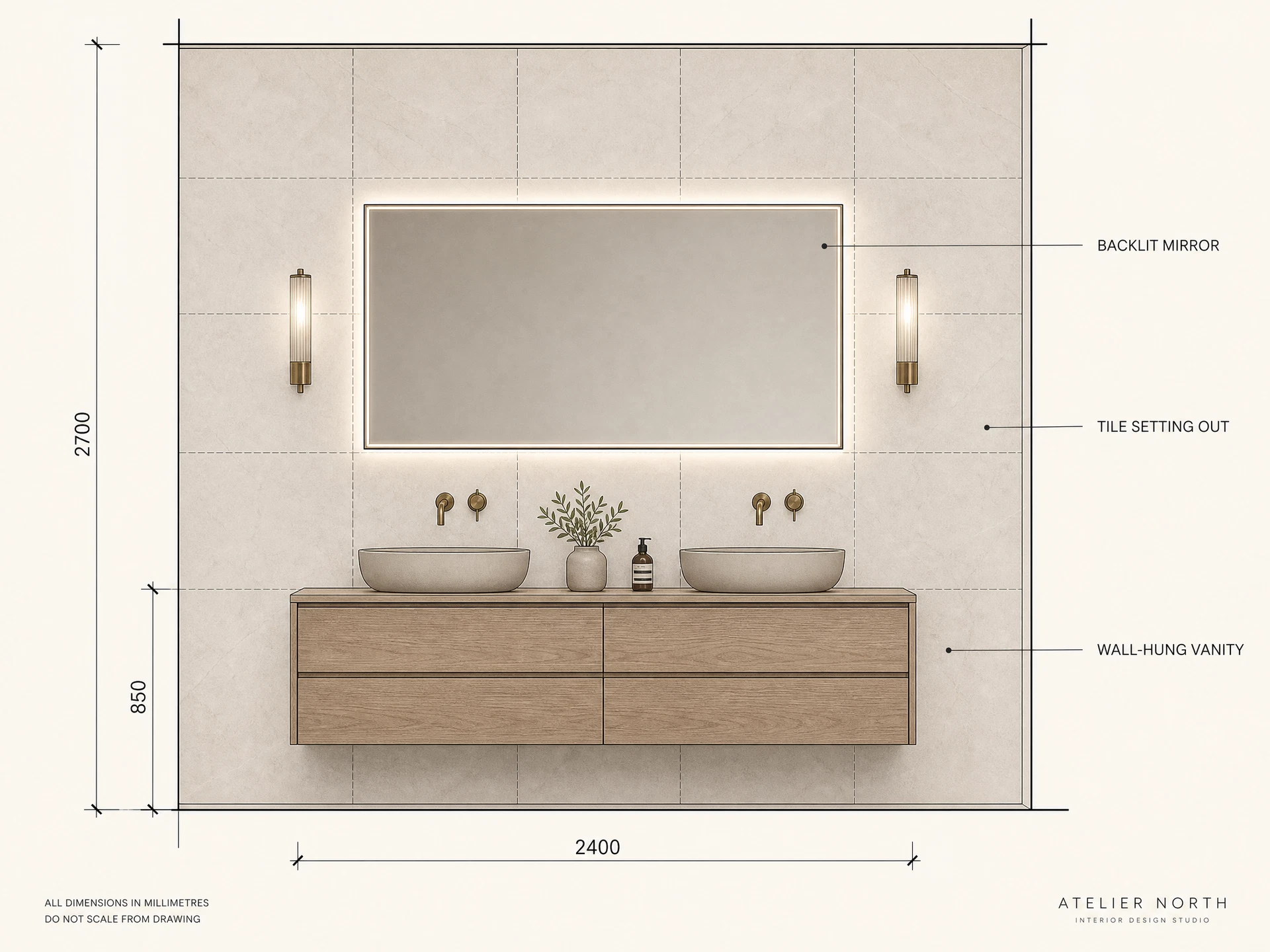 Wall elevation drawing from a measured design